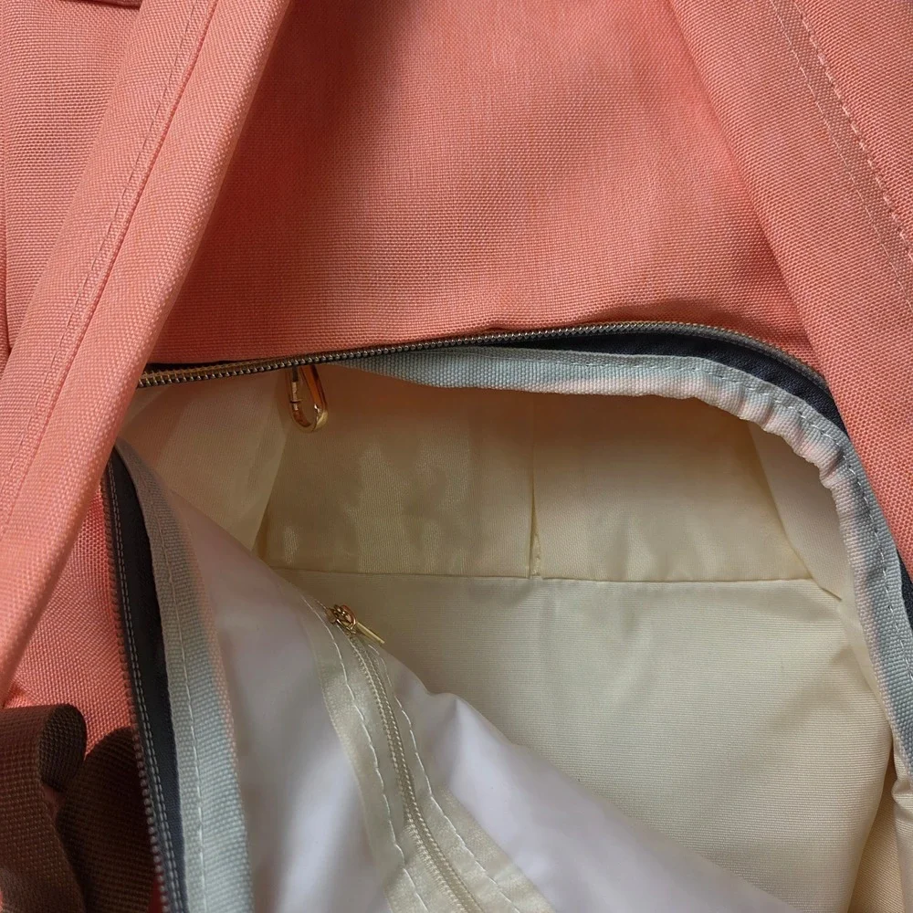 Taylor'd Baby Diaper Bag Backpack Coral Peach Insulated Bottle Pockets Canvas